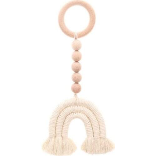 Handmade Woven Wall Hanging Home Decor Macrame Wooden Boho Baby Teether Cotton Cord Wood Teething Toy Shower Gift #H