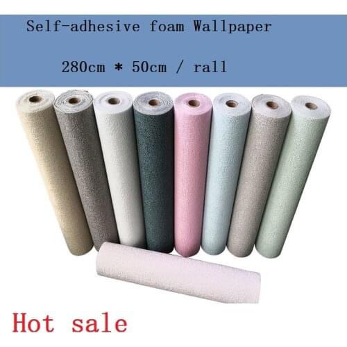 3D Three-dimensional Self-adhesive Thermal Insulation Wallpaper Linen Cloth Diatom Mud Plain Decorative Refurbished Wallpaper