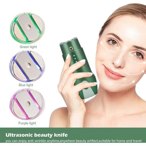 Ultrasonic EMS Photon Face Lifting Slimming Anti Wrinkle Beauty Device 3 Color RF Therapy Skin Rejuvenation Facial Care Massager