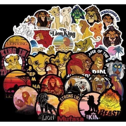 50pcs/set The Lion King PVC Waterproof Fun Sticker Kids Toy Laptop Sticker Motorcycle and Luggage Notebook Cartoon Sticker