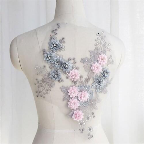 DIY Embroidery Roses-Flowers Sew-On-Patches Applique Black Off White Sewing