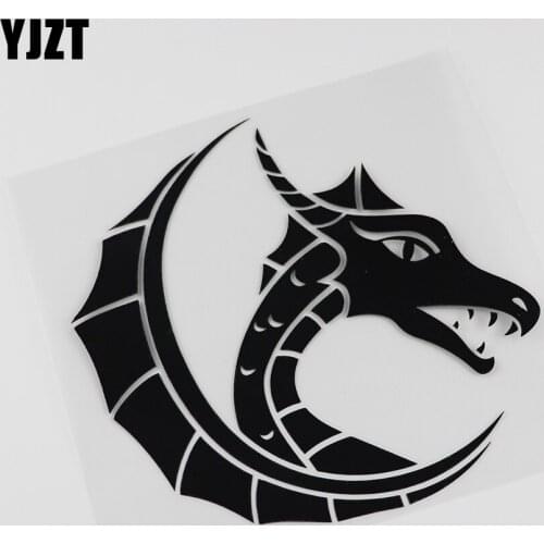 YJZT 15.5CMX15.1CM Cartoon Dragon Head Fantasy Decal Vinyl Car Sticker Black /Silver 13C-0124