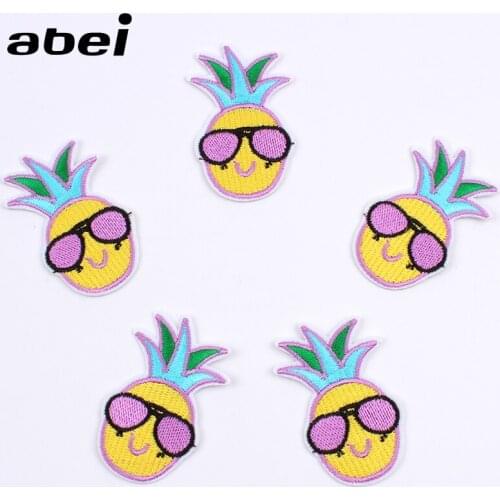 10pcs/lot Funny Pineapple Patch for Clothes DIY Iron On Fruit Stickers Sewing Garments Fabric Appliques Jeans Bags Pants Badge