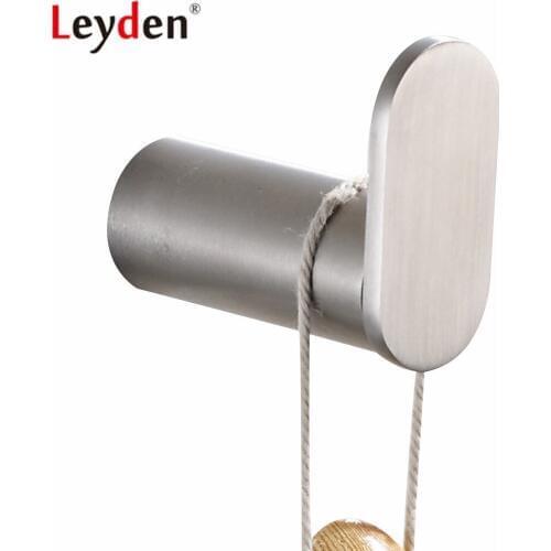 Leyden 304 Stainless Steel Blackened Chrome Brushed Robe Hook Modern Wall Mounted Clothes Hat Wall Hook For Bathroom Accessories