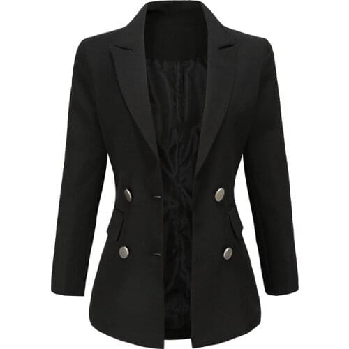 2021 Newest Fashion Designer Blazer Jacket Womens Shawl Collar Double Breasted Lion Buttons Slim Fitting Blazer