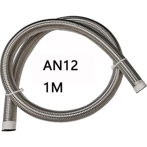 1Meter AN12 Stainless Steel Double Braided Brake Gas Oil Fuel Line Hose inner CPE synthetic rubber tube