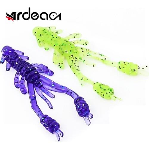 Ardea Fishing Lure Soft Worm Bait 48mm 1.5g 10pcs Silicone Craw Crawfish Artificial Jig Wobblers Shrimp Odor Bass Leurre Souple