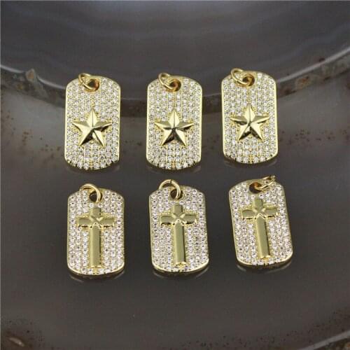 20*11mm 20pcs/lot High quality cz pendant,cross/star shape cubic zircon charm jewelry,bracelet/necklace component wholesale