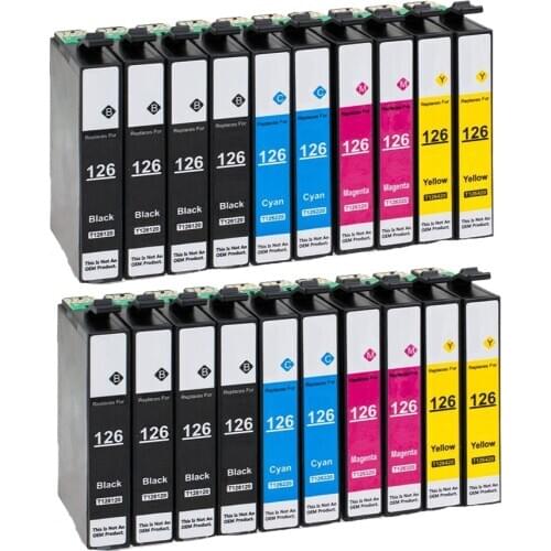 20 Pack Compatible 126 Ink Cartridge for Epson Stylus NX330 /430 Workforce 520 / 60 / 435 / 545 / 630 / 633 / 635 / 645 / 840