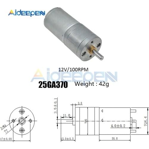 25GA370 DC 12V Metal Gear Motor High Torque Gear Motor DC Gear Speed Reduction 100RPM Speed Electric Motor For DIY