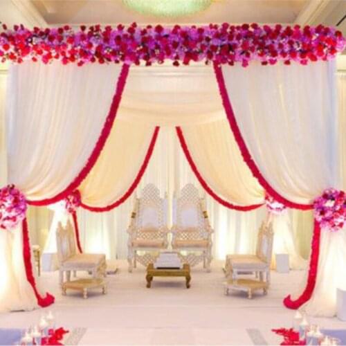 3M*3M*3M red and white square canopy drape/chuppah/arbor drape with swag for wedding decoration,Including Drape and Stand