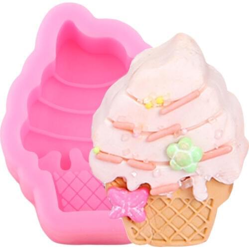 3D Ice Cream Cone Silicone Mold Cake Fondant Molds DIY Party Fondant Cake Decorating Tools Candy Clay Chocolate Gumpaste Moulds