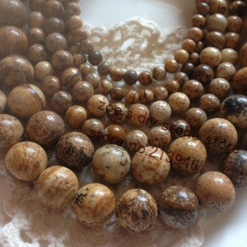4/6/8/10/12MM 2Strands/Pack Yellow Picture Natural Semi-precious Stone Jewelry Beads Accessories Findings