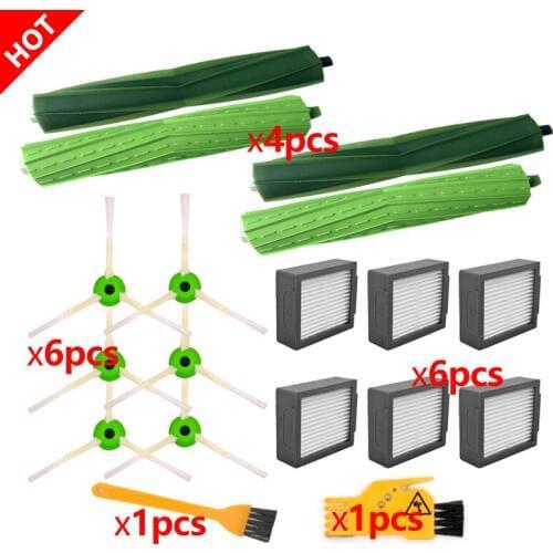 6*Hepa Filter + 6*Side Brush + 4* Brush Roll for iRobot Roomba i7 E5 E6 I Series Robot Vacuum Cleaner Replacement Spare Parts