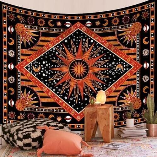 Astrology Totem Psychedelic Tapestry Mandala Wall Hanging Hippie Moon Sun Home Decorative Celestial Divination Witchcraft Tapiz
