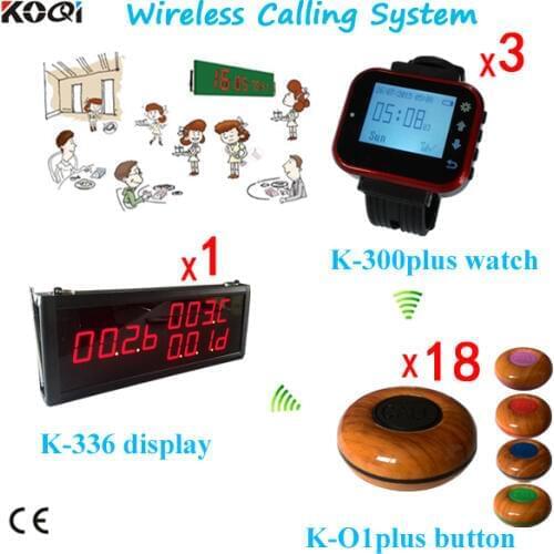 DHL Free Shipping Digital Call Bell system a Desktop Display W 3pcs Watch and 18pcs Bell For Restaurant Calling Pager System