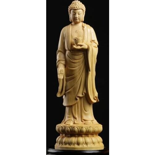 Boxwood 15cm 20cm Buddha Sculpture Wood Buddha Statue Sakyamuni Buddhist Worship Home Decor