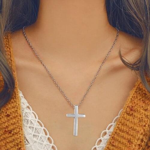 Mens Cross Pendant Necklace Jesus Nicotine Cross Womens Sweater Chain Stainless Steel Pendant Necklace Fashion Jewelry