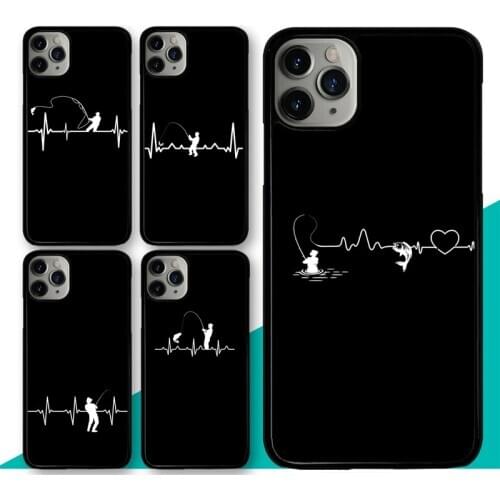 Fishing Heartbeat Case For iPhone 7 8 Plus XR X XS MAX 11 12 Pro Max mini 5S 6S SE 2020 Cover Coque