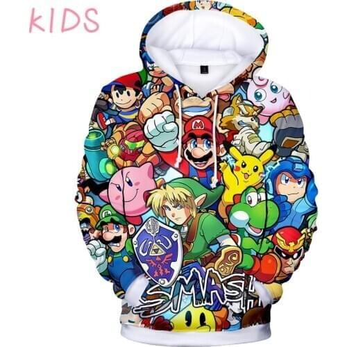 3 To 14 Years Kids Hoodies Super Smash Bros. Ultimate 3D Print Hoodie Sweatshirt Men/Women Cartoon Jacket Coat Teen Clothes