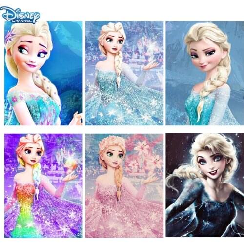 Disney DIY 5D Round Full Diamond Mosaic Diamond Painting Frozen Princess Aisha Series Embroidered Diamond Home Decoration