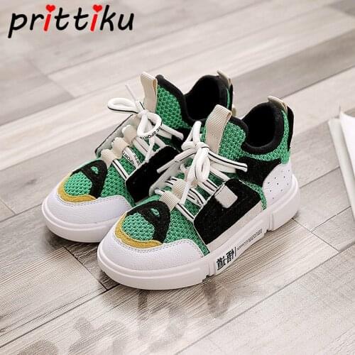 2020 Toddler Boy Girl Outdoor Knit Sneakers Little Kid Green Blue Fashion Trainers Big Children Casual School Sport Shoes