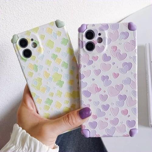 Fashion Cute Love Heart Shockproof Phone Case For iPhone 12 11 Pro Max XR XS Max X 7 8 Plus Lovely Silk Soft Back Cover Case