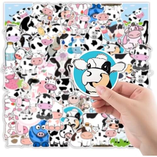 10/50PCS Cute Strawberry Cow Animals Cartoon Sticker For Laptop Skateboard Luggage Refrigerator Decals Graffiti Stickers