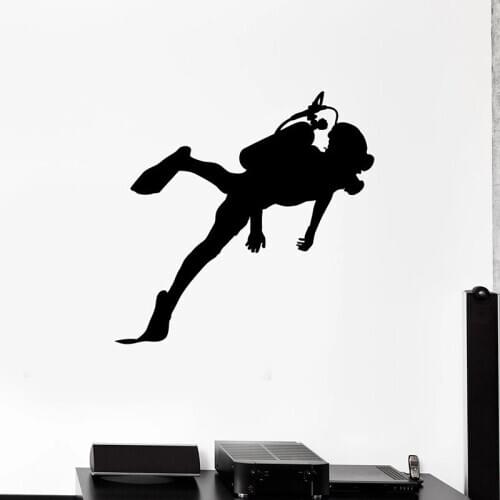 Wall Decal Scuba Diving Sea Ocean Underwater Sports Door Window Vinyl Stickers Aquarium Teens Bedroom Bathroom Home Decor E283