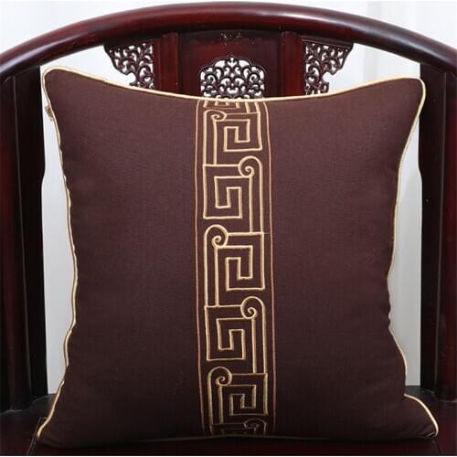 Grid Embroidery Sofa Cushion Cover New Chinese Style Coffee Blue Waist Pillowcase Restaurant Home Hotel Decor Pillow Cover