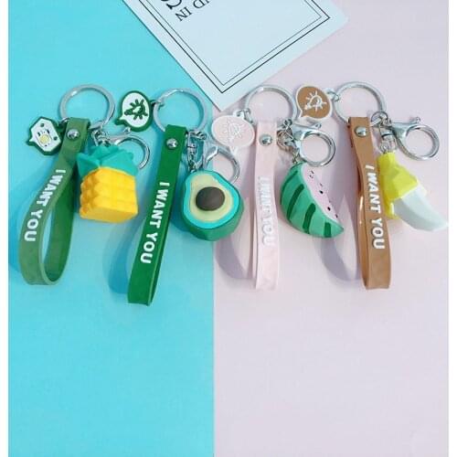 New Creative Watermelon Avocado Keychain Keyring For Women Jewelry Simulated Fruit Cute Car Key Holder Keyring Girl