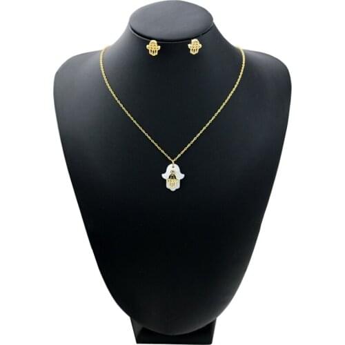 2pcs/set Necklace Earrings Thick Shell Hand Type Necklace Earring Jewelry Girls Gift Jewelry Jewelry Earring and Necklace Set