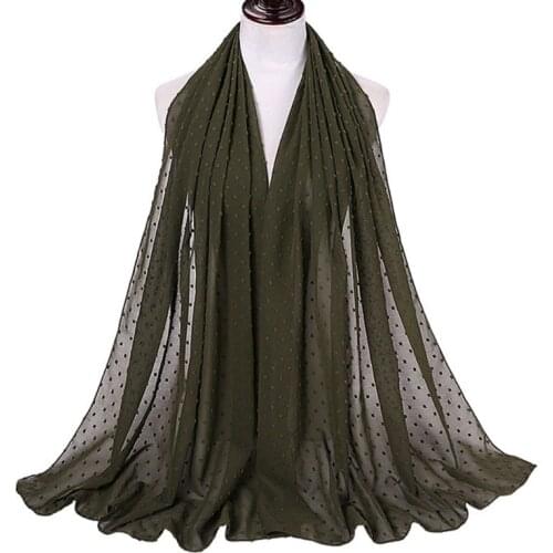 Women Muslim Hijab Pom Pom Floral Chiffon Scarf Long Shawl Islamic Head Wrap