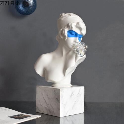 Lovely Home Decor Bubble Girl Resin Portraits Bust Figurines Ornaments Desk Decorative Crafts Sculpture Girly Room Decoration