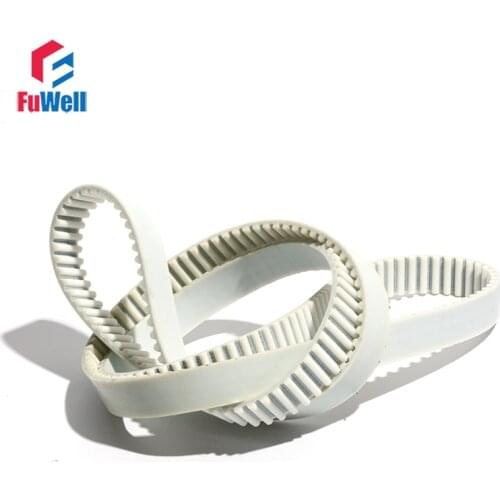 5M-1040/1050/1070/1090 White PU Timing Belt HTD5M Closed Loop 15/20/25/30mm Width Toothed Belt Polyurethane Transmission Belt