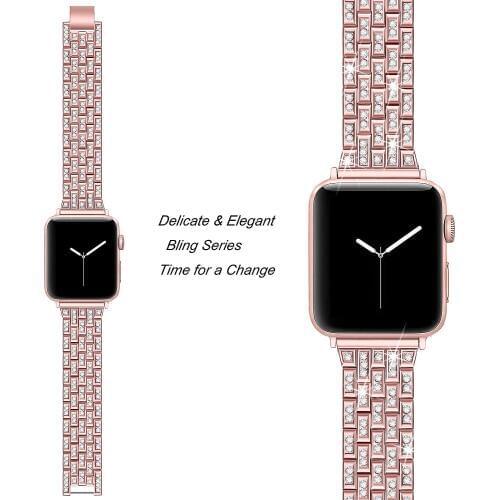 New women Diamond watch strap For Apple Watch 38mm 42mm 40mm 44mm bracelet stainless steel strap for iWatch series 5 4 3 2 Band