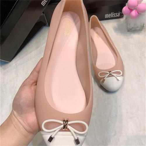 Spring And Summer New Jelly Shoes Bow Knot Color Matching Womens Shoes Soft Sole Simple Ladies Sandals SM047
