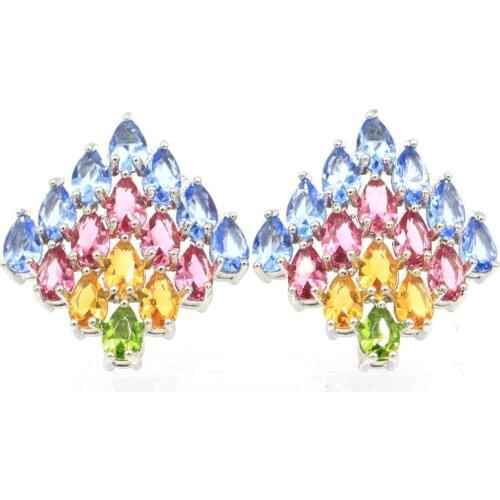 49x37mm Big European Design Created 17g Green Peridot For Women Dating Eye Catching Silver Pendant