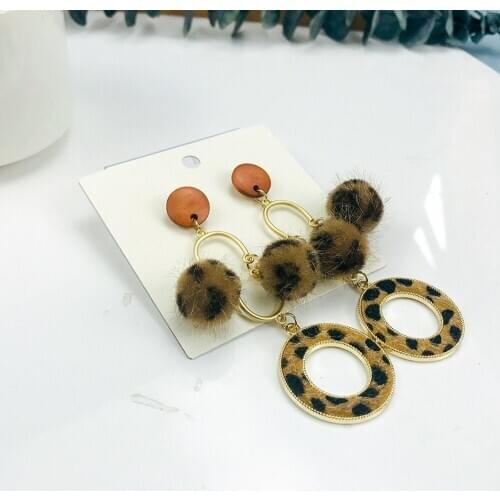 European and American Leopard Print Earrings Female Temperament Light, High-end Fashion Circle Pendant Accessories Wholesale