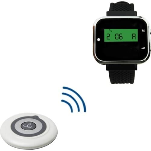 Fast Food Restaurant Pager System 1 Wrist Watch Receiver +1 Ultrathin Call Button Transmitter