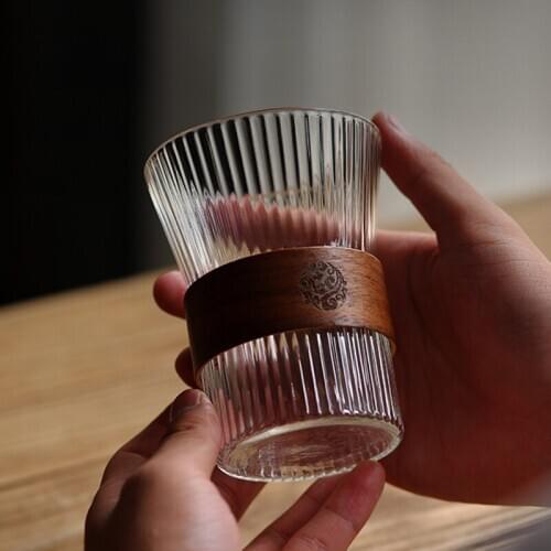 Glass ear coffee cup European style afternoon tea cup anti-scald teacup large capacity light espresso cup 310ml