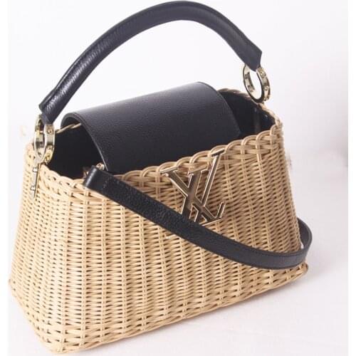 Bags for women 2019 handbag rattan handbag luxury Messenger bag genuine leather handmade rattan weaving for women sac main purse