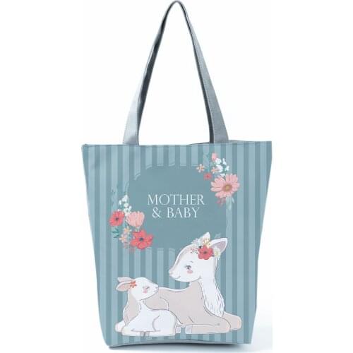 Sheep Floral Print Shoulder Bags Cute Animal Womens Bag Fashion Pretty Handbags High Capacity Travel Bag Portable Shopping Bags