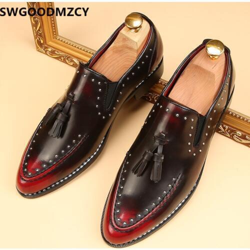 Tassel Shoes Men Formal Loafers Mens Italian Shoes Brogues Office Shoes Men Elegant Wedding Dress 2020 Sepatu Slip On Pria Buty