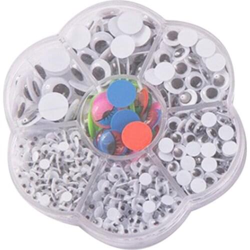 Universal 700Pcs 4/5/6/7/8/10/12mm Total Mixed Googly Eyes Self-adhesive DIY Scrapbooking for Bear Stuffed Toy Doll Parts GXMB