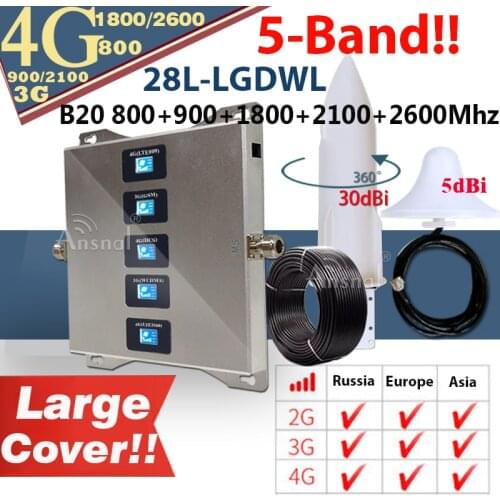 4G Amplifier Five-Band B20 800 900 1800 2100 2600Mhz CellPhone 4G Cellular Repeater GSM 2G 3G 4G Mobile Signal Booster Repeater