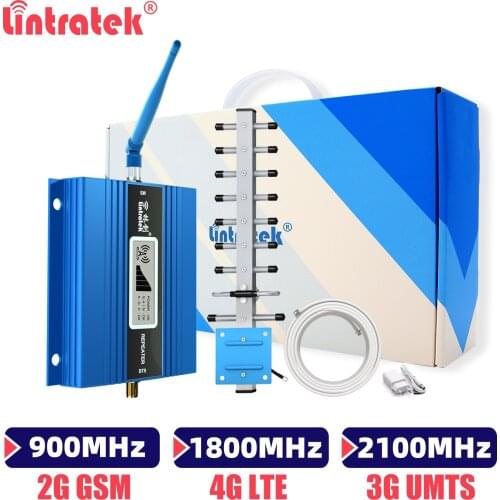 Lintratek GSM 900mhz Signal Boosterl UMTS 2100mhz LTE 1800mhz Cellular Amplifier 2G 3G 4G Network Repeater with Antenna Full Kit