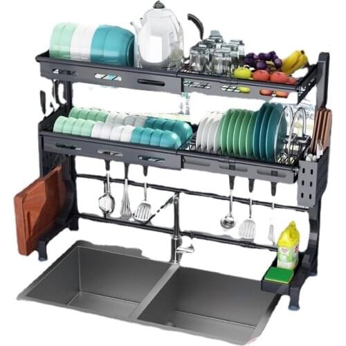 Retractable 304 stainless steel kitchen rack sink bowl rack bowl chopsticks drain rack sink bowl dish storage rack