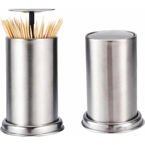 Stainless Steel Retractable Automatic Toothpick Dispenser Holder Push Style Container for Home Hotel Restaurant