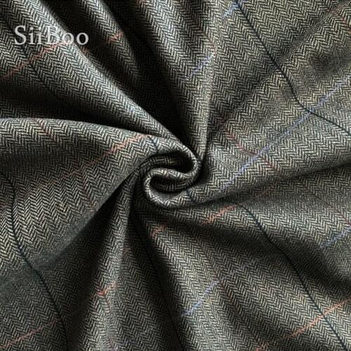 Japan vintage plaid style dark green thick viscose wool fabric for autumn winter coat suit telas tecidos tissu de laine SP5813
